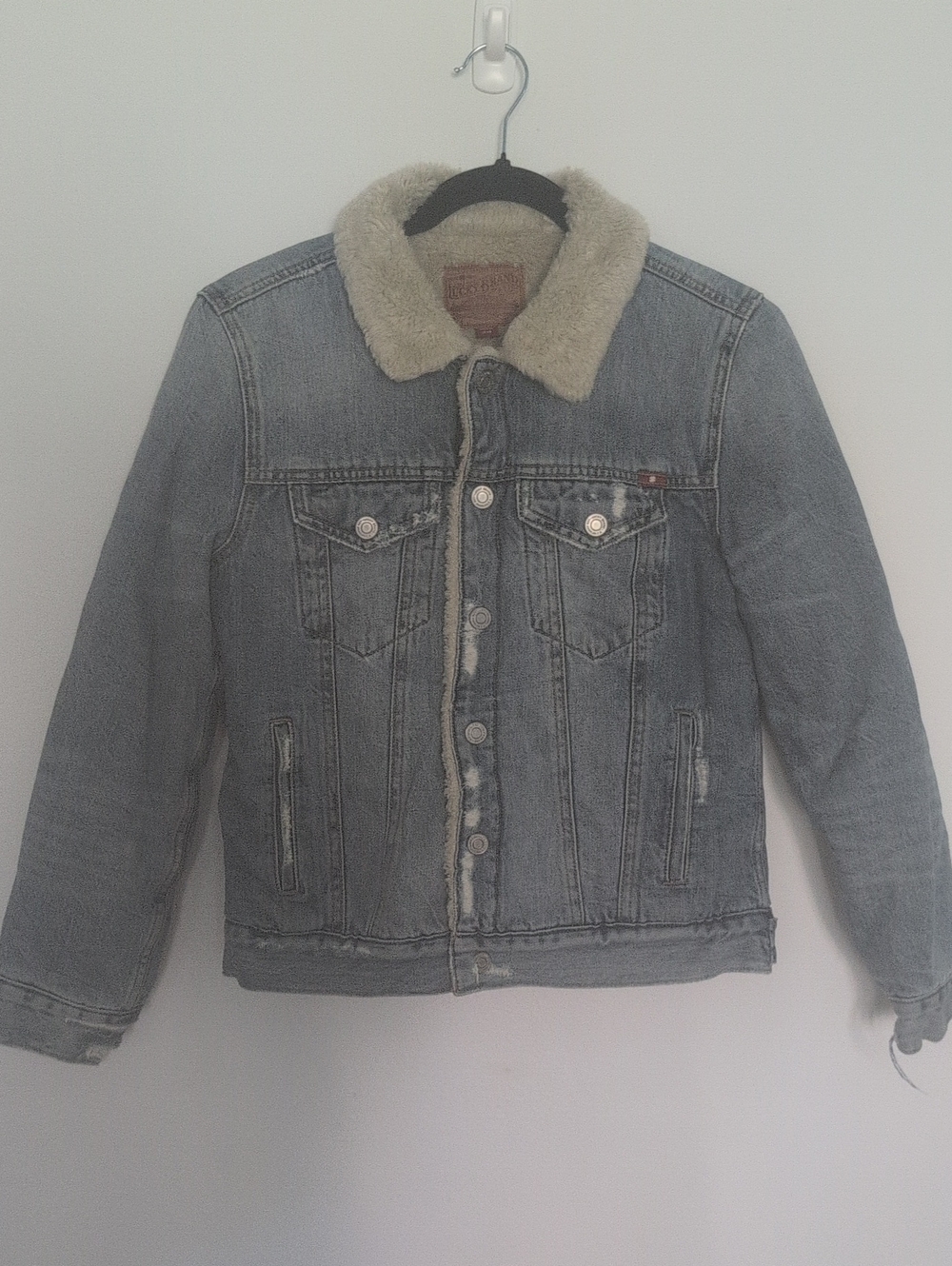 Lucky Brand Women's Sherpa-Lined Distressed Denim Jacket